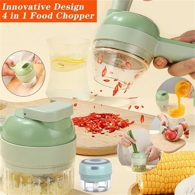 4 In1 Multifunctional Electric Vegetable Cutter Slicer Garlic Mud