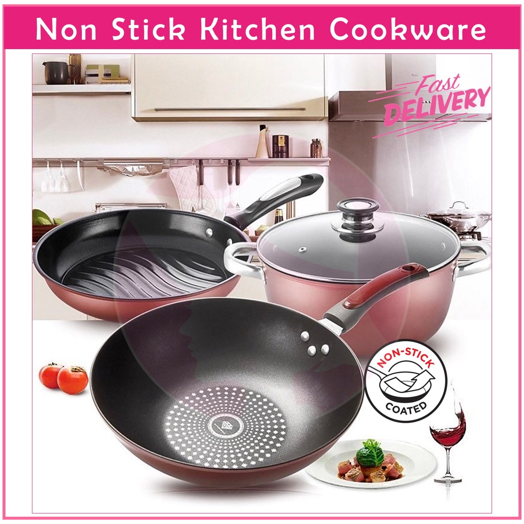 Non Stick Cookware Premium Set Kitchen Wok Pot Pan Fryer Cooker With ...