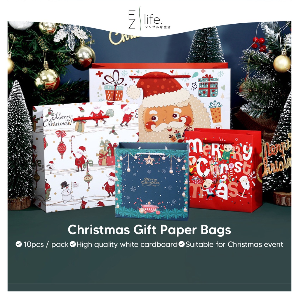 10pcs Christmas Gift Bags Paper Bags Gift Present Packaging Bags