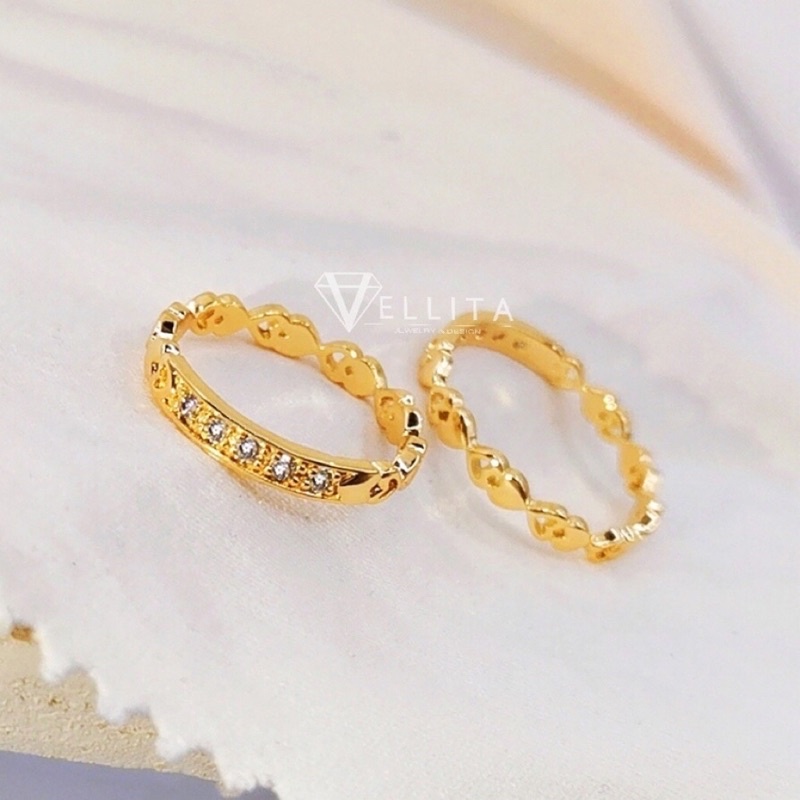 [VJ] Ring “Minimalist CZ” wedding, Anniversary, Engagement Ring 999.9 Gold Plated{Cincin Permata}