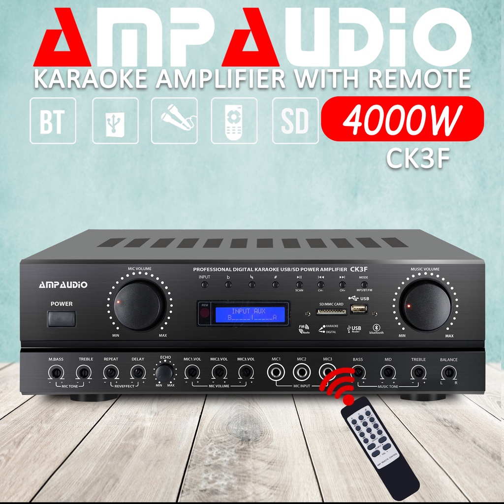 Ampaudio CK3F Karaoke Amplifier Bluetooth Stereo Amplifier Wireless