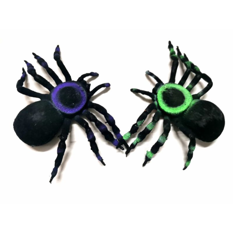 black purple/ Green giant flocked spider tarantula Halloween ESSENTIALS , prank scared item