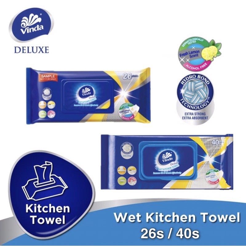 VINDA Deluxe Wet Kitchen Wipes (40's or 2 x 40's) Wet tissue Wet Towel