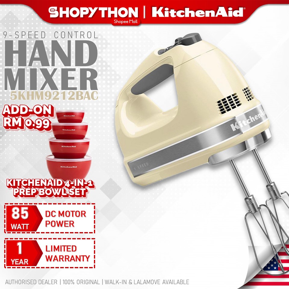 KITCHENAID 9 Speed Hand Mixer 5KHM9212BAC Almond Cream (85W) Pengadun