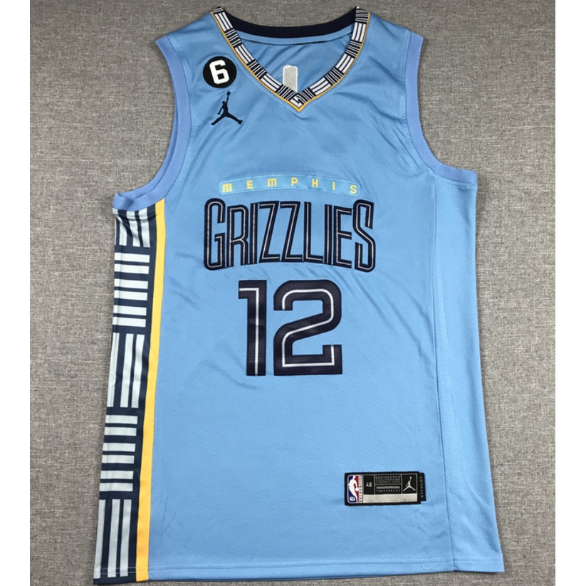 2023 new men Memphis Grizzlies 12 Ja Morant blue embroidery basketball