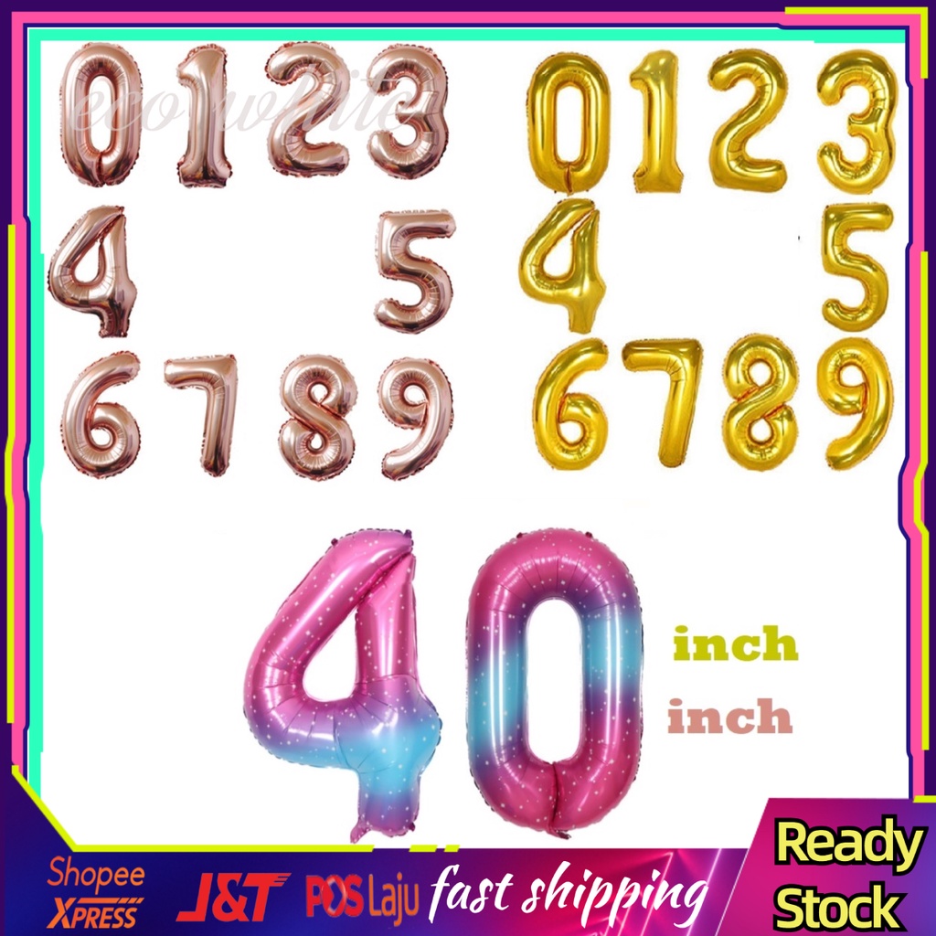 Big Size 40inch Number Foil Balloon Gold Rose Rainbow Birthday Wedding party Decoration Belon Nombor