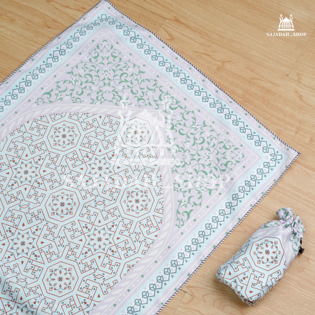 Sajadah Printed with Arbain Arabian Motif Travel / Hajj / Umrah Drawstring Pouch (SEA FOAM)