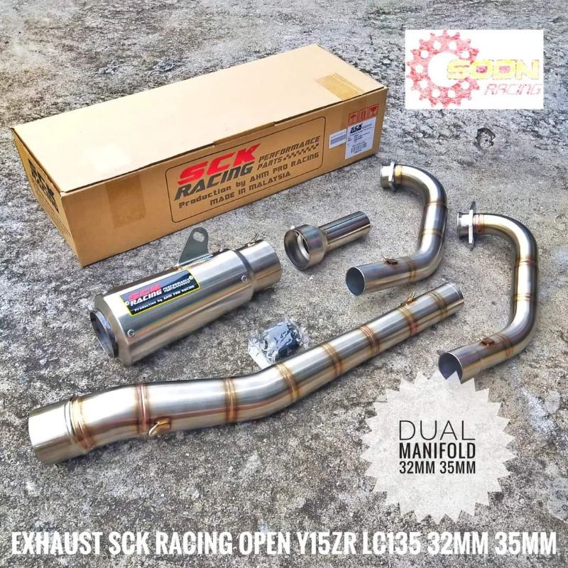Y15ZR LC135 RS150R EXHAUST OPEN SCK RACING AHM RACING 32MM 35MM DUAL