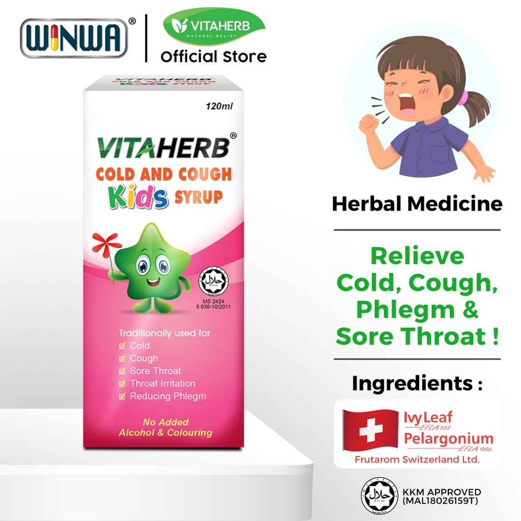 VITAHERB Cold And Cough Kids Syrup (120ml) Ivy Leaf For Sore Throat & Flu Shopee Malaysia