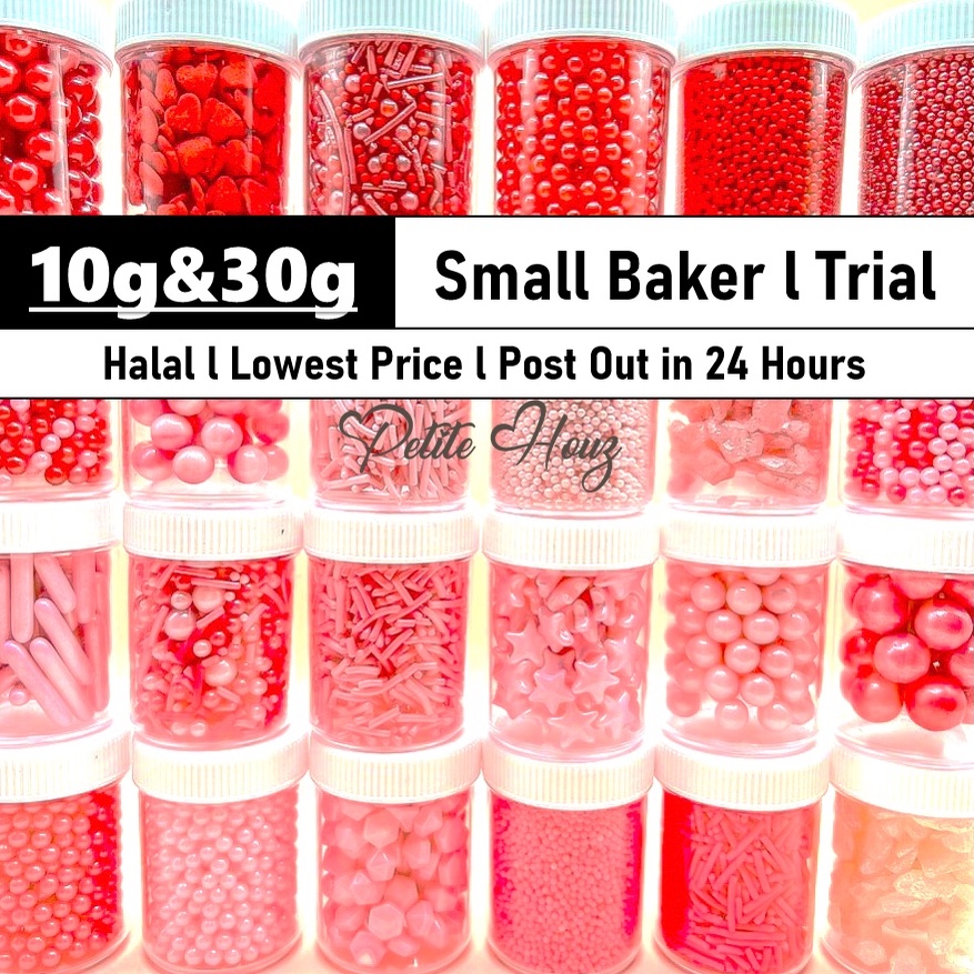 [250G/500g] HALAL Edible Red & Pink Sprinkles Cake Sugar Ball Cake Decoration Sprinkle Manik Kek