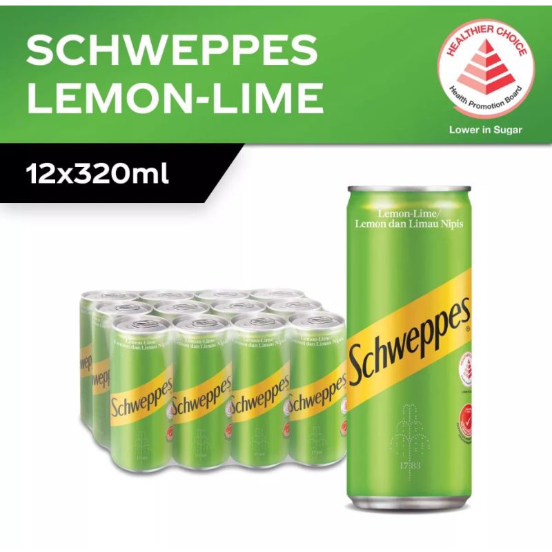 Schweppes Drink Can 320ml X12lemon Tonic Water Soda Water Dry