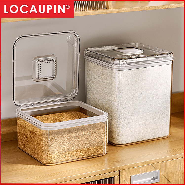 Locaupin 5L/10L/15L/25L Kitchen Storage Rice Dispenser Storage Box Food