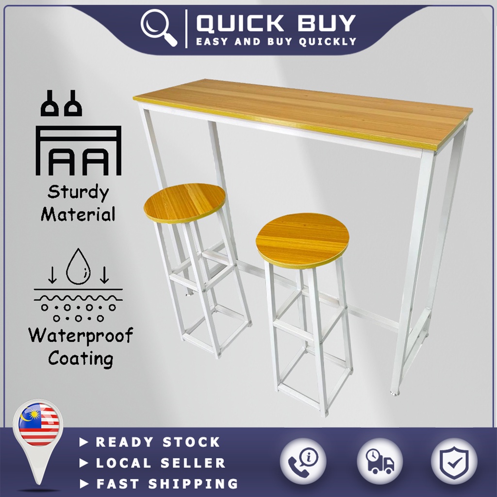 QB HP065 Stylish Bar Table Set (1 TABLE + 2 BAR STOOLS) Dining Table