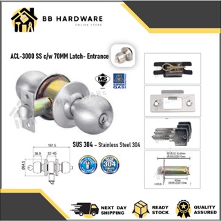 Armor Cylindrical Door Knob Lock Set ACL-3000 | SIRIM SUS304 | Backset ...