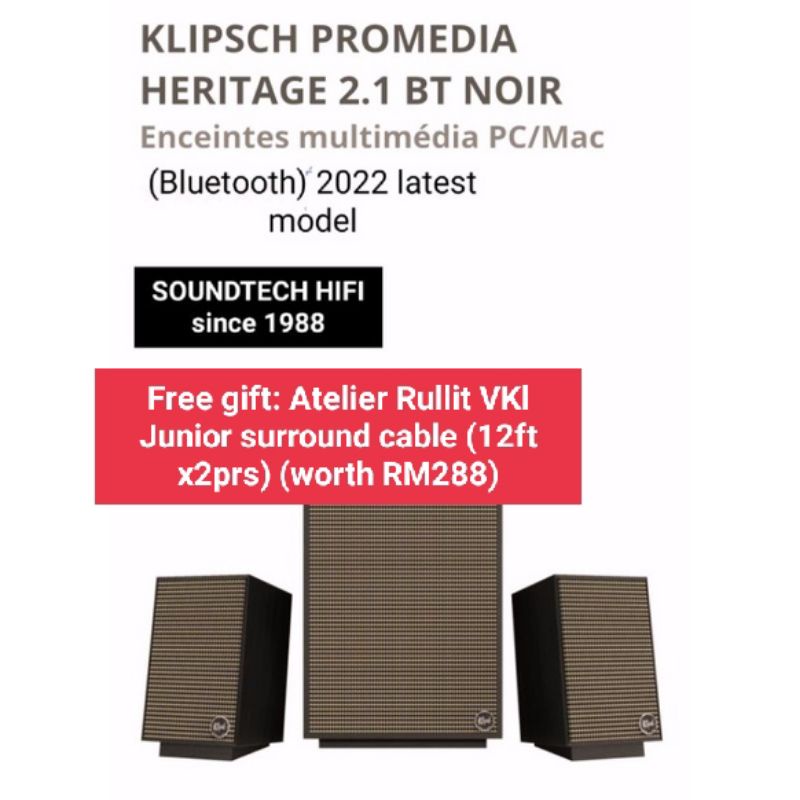 Klipsch Promedia Heritage 2.1 BT (Bluetooth) Spk System +FOC Atelier
