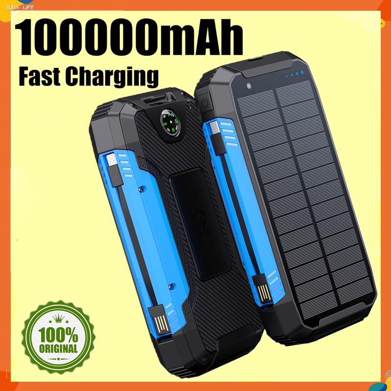 100000mAh Solar Power Bank Fast Charging PowerBank 5W Wireless Power ...