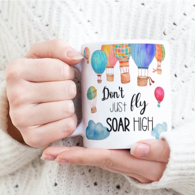 Hot Air Balloon Personalised Mug | Name/Text | Custom Mug | Motivational Gift Birthday | Coffee Mug