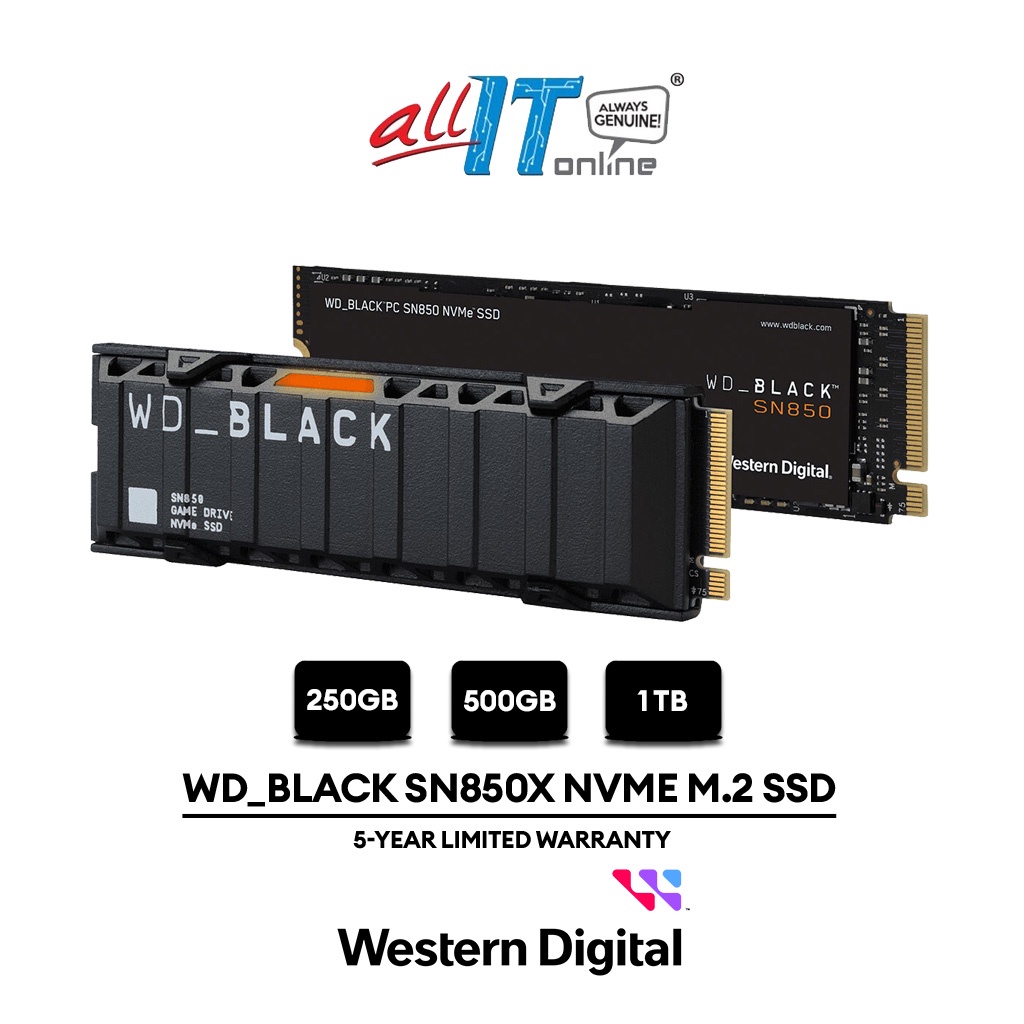 Western Digital Wd Black Sn850x 1tb 2tb 4tb Nvme Pcie Gen4 X4 M2 2280 Ssd With Heatsink 4368