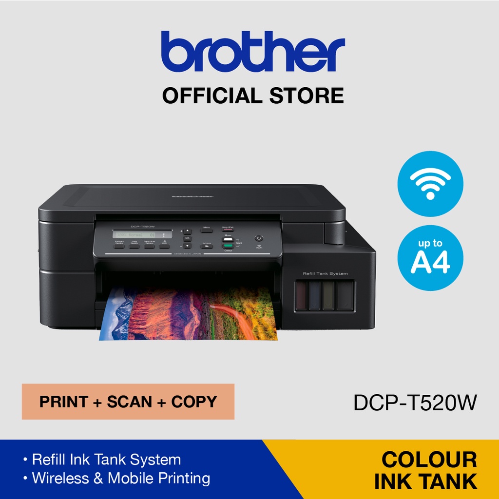 Brother A4 3-In-1 Wireless Colour Inkjet Printer DCP-T520W