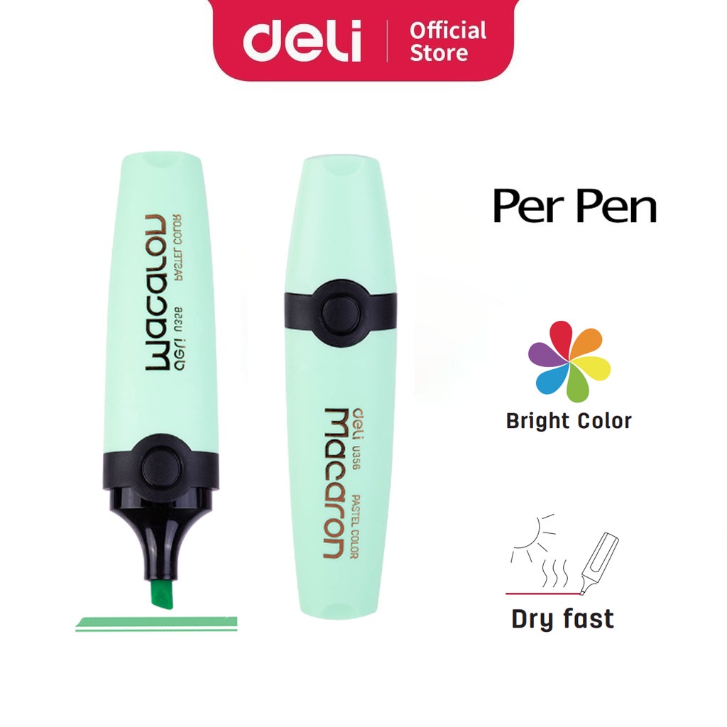 Deli Highlighter EU356GN Pastel Color Highlighter Green (15mm) [Per