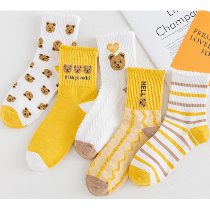 MALAYSIA READY STOCK!1 Pair Korean Women / Lady Cartoon Cute Yellow