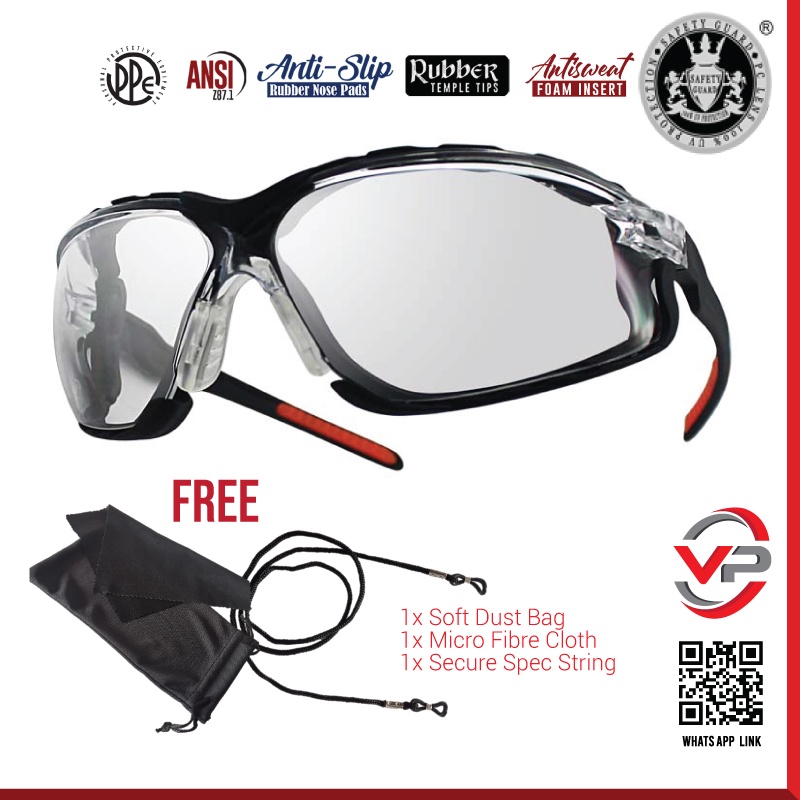 SAFETY GUARD SAFETY GLASSES ANTI-SWEAT S-199 SPEC ANSI Z87 S199 UV CERMIN MATA KERJA TINTED SPORTS CYCLING WORK GOGGLE