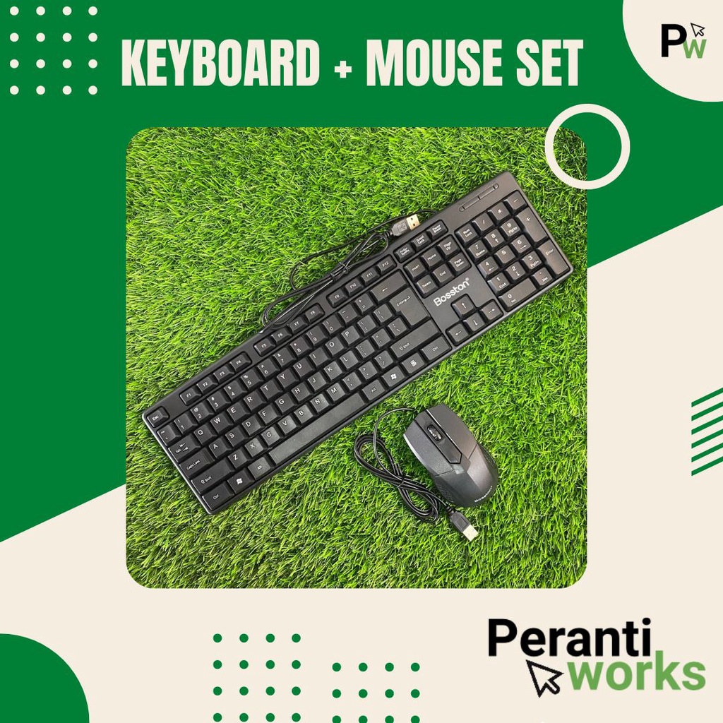 Keyboard Mouse Combo Keyboard Mouse Set USB Wired Keyboard and Mouse Bosston D5200 for Desktop