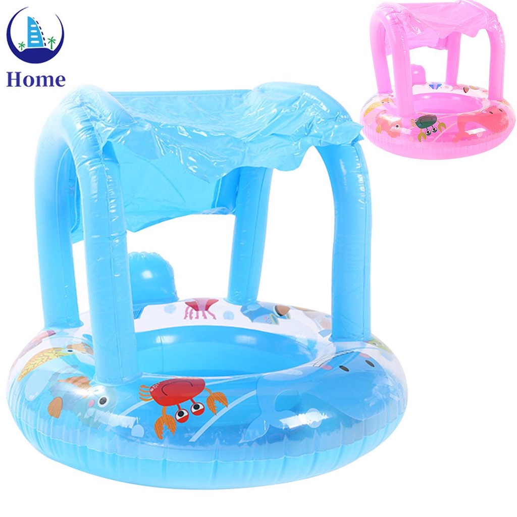 Baby Inflatable Pool Float Ring Baby Pool Float with Canopy Baby