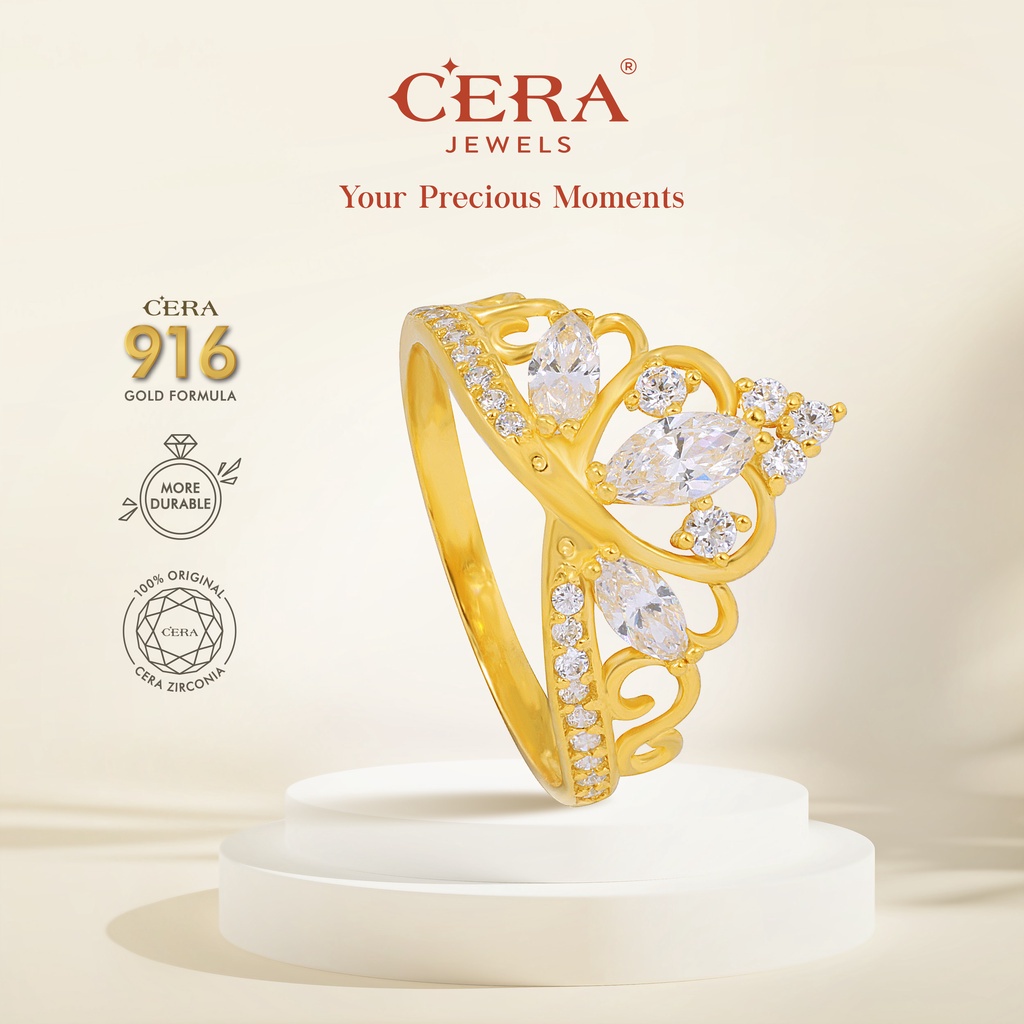 CERA 916 Gold Rings Royal Crown Ring S9012