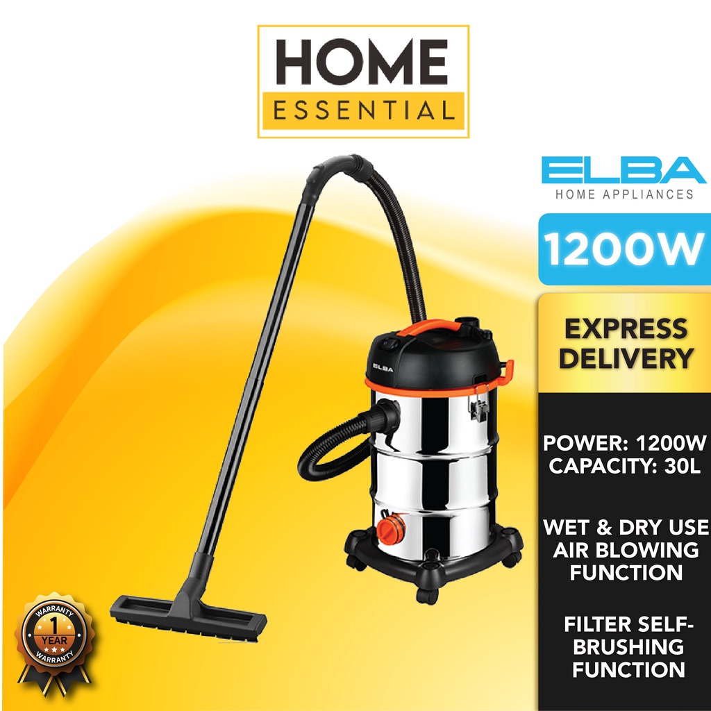 Elba 1200W 30L Wet & Dry Vacuum Cleaner with Air Blowing Function EVC ...