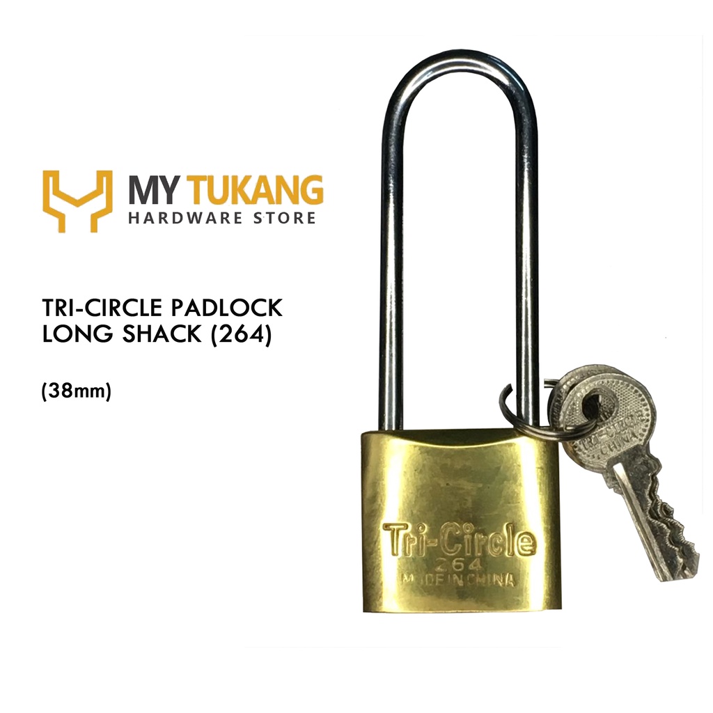 TRI-CIRCLE PADLOCK LONG SHACK (264) 38MM | Shopee Malaysia