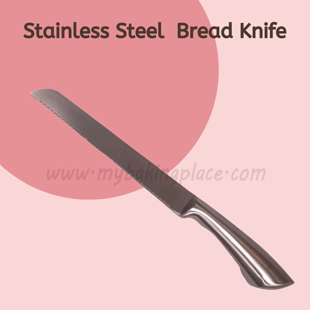 Pisau Roti Bread Knife Stainless Steel Food Cutter Knife Holder Food