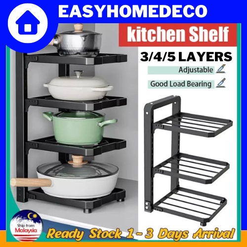 Pot Rack Stainless Steel Rak Pinggan Rak Perabot Dapur Pan Dish Holder