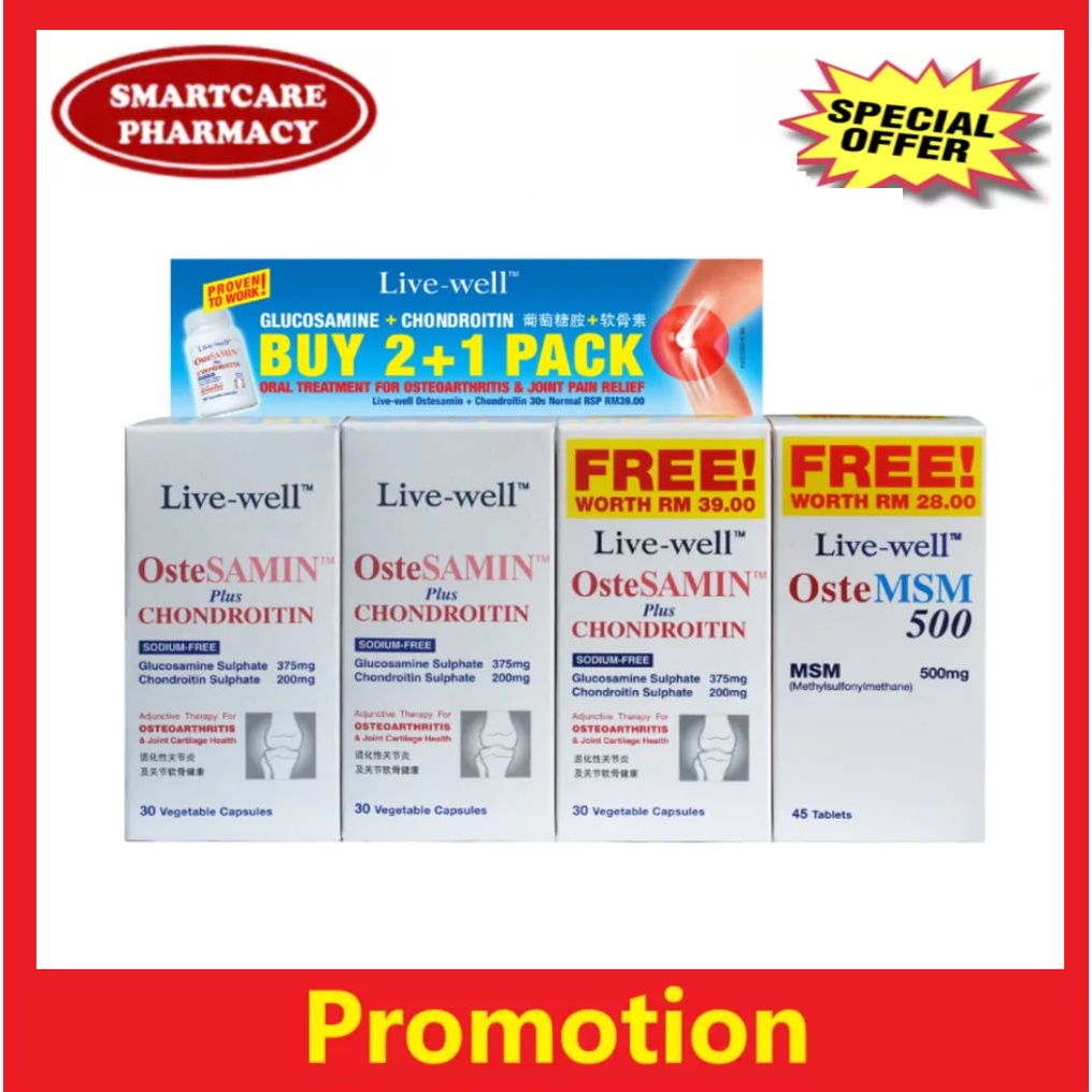 Live-Well Glucosamine + Chondroitin 30's (BUY 2 GET 1 FREE + 1 FREE)