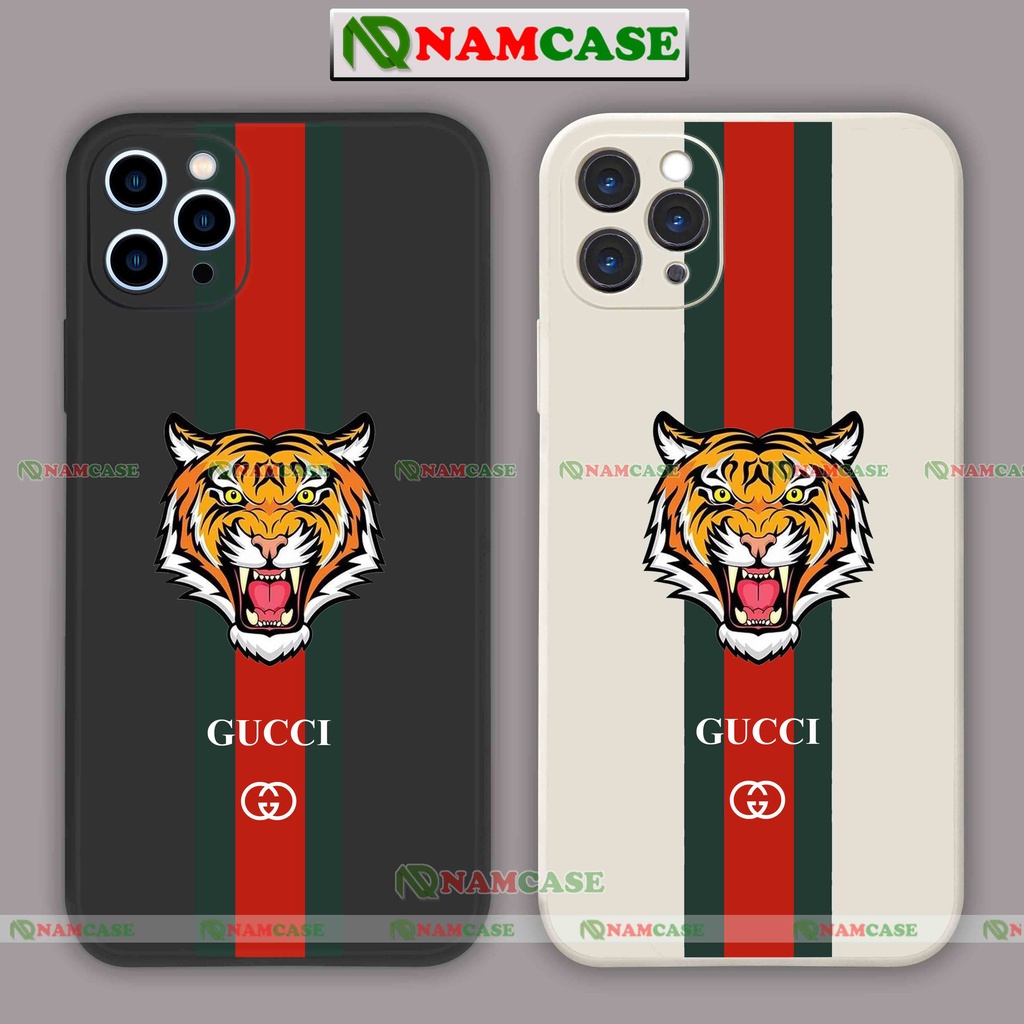 Flexible Silicone Square Edge Tiger Head iPhone Gucci Case Protects ip camera 6 / 6s / 7 /8 /X /XR / 11 / 12 / 13 / 14 Pro Plus Max