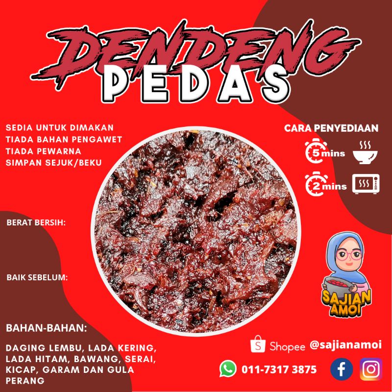 DENDENG PEDAS DAGING 200 GRAM READY TO EAT - SEDIA UNTUK DIMAKAN- PADAT ISI DAGING!