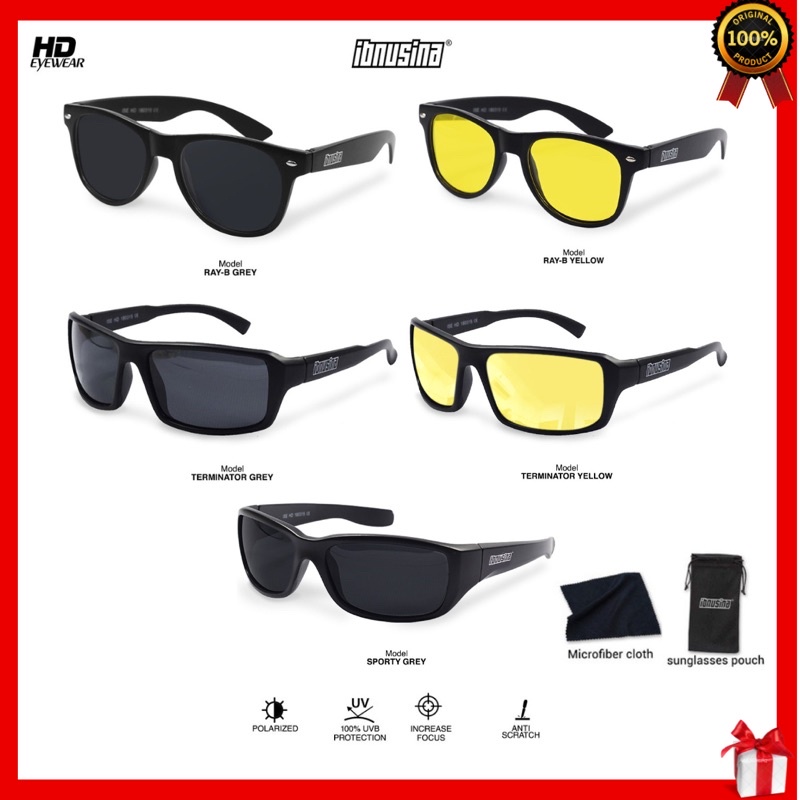 [ ORIGINAL ] SPEK IBNUSINA HD EYEWEAR ANTI UV Cermin Mata Hitam Sunglasses Polarised Anti Silau Siang Cahaya Lelaki Men