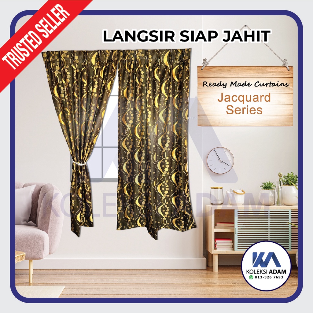 Jacquard Series Curtains Langsir Siap Jahit Pelbagai Saiz & Warna