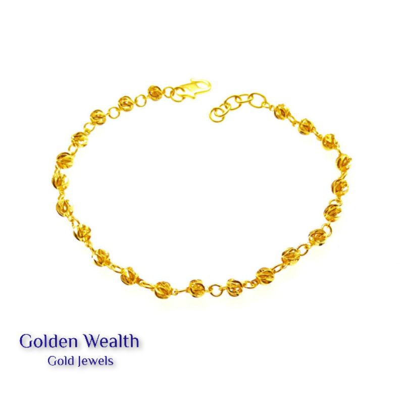 916 Gold Beads Bracelet Gelang Tangan Boba Emas 916 黄金精巧元珠手链 | Shopee ...