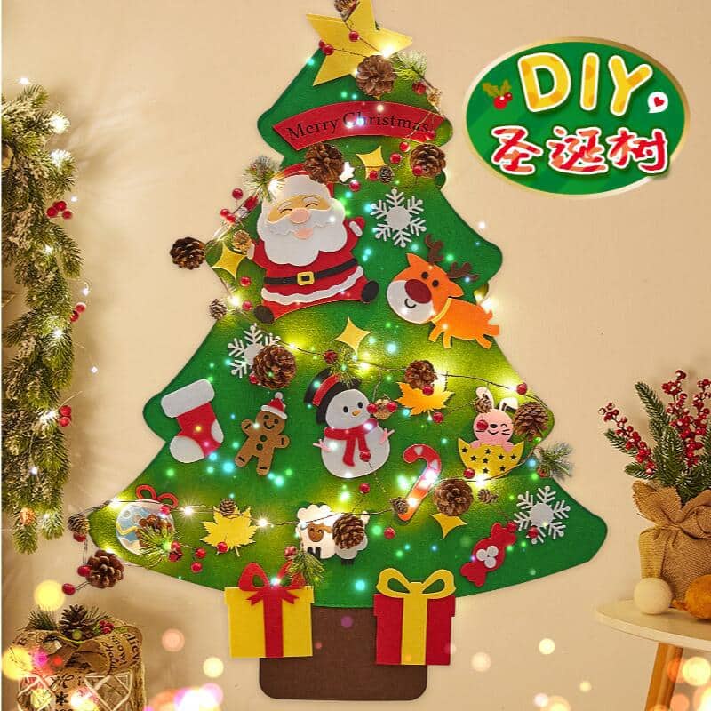 Felt Christmas Tree 70x100cm DIY Wall Hanging Xmas Tree with cute