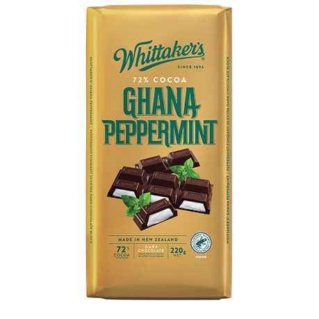 WHITTAKER'S COCOA GHANA PEPPERMINT CHOCOLATE **WITH FREE GIFT