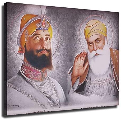 Gurunank Dev Ji and Guru Gobind Singh ji Poster Picture Art Print Canvas Wall Art Home Living Room Decor Mural