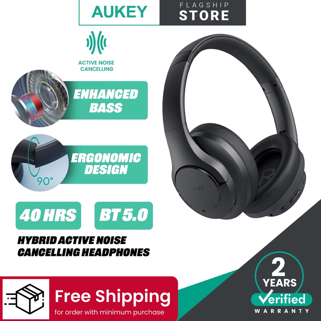 AUKEY EP-N12 Hybrid Active Noise Cancelling Headphones | Shopee Malaysia