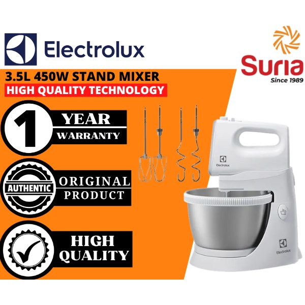 Electrolux (3.5L/450W) Stand Mixer Blender Hand Mixer Pengadun Kuih Berdiri with Stainless Steel Rotating Bowl EHSM3417