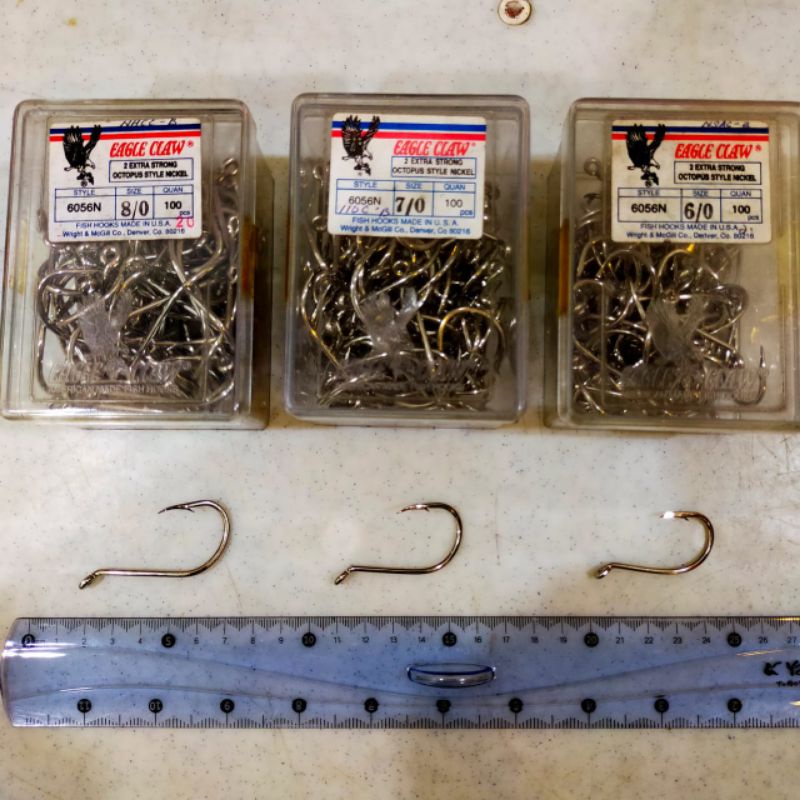 EAGLE CLAW 2 EXTRA STRONG OCTOPUS STYLE HOOK MADE IN USA 6/0 7/0 8/0