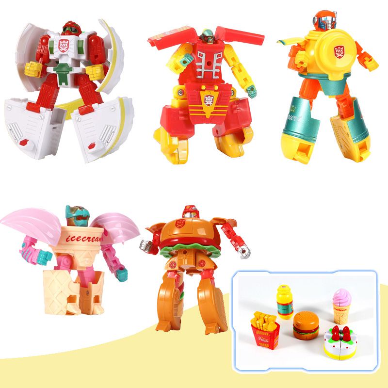 Food Deformation Toy Robot Simulation Fries Burger Ice Cream Children Mini Toys