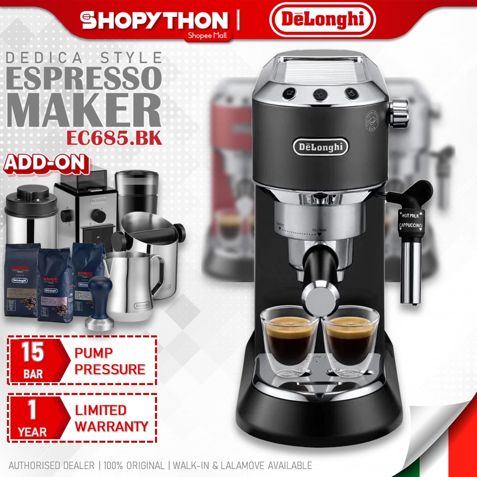 DELONGHI Dedica Style Pump Espresso EC685.BK Charismatic Black (1.1L