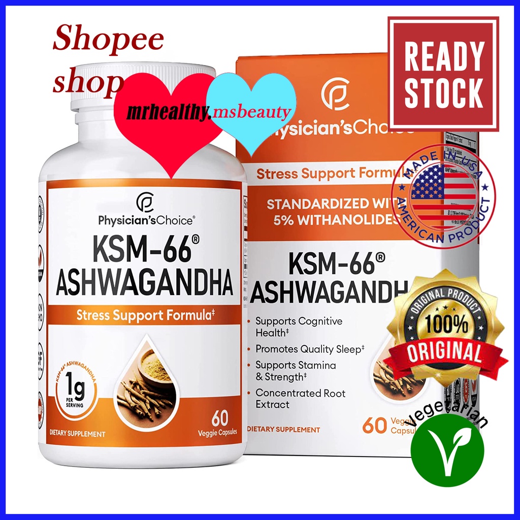 Physician's Choice KSM66 Ashwagandha 60 Vegan Capsules help calm