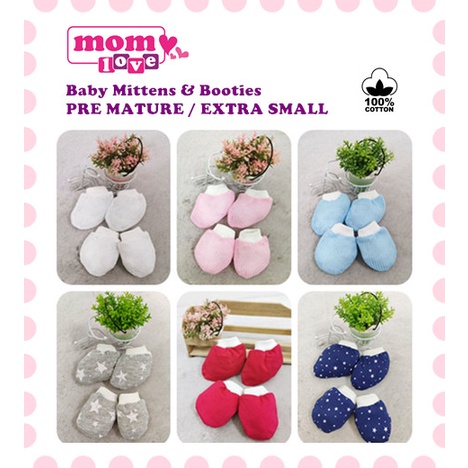 Babyhug 100% Cotton Knit Checkered Cap Mittens & Booties Set with Orange Print White - Diameter 10 cm