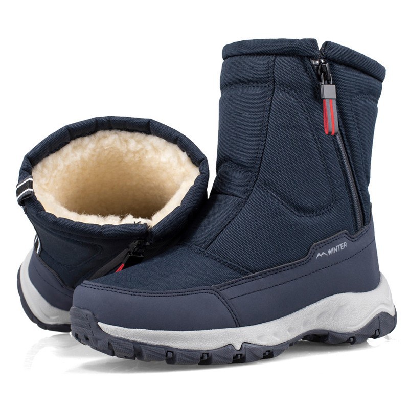 【 Promotions】2024 Winter Thickened Couple Snow Boots Fleece Warm Anti-Slip Waterproof Men Women Short-Tube Large Cotton Shoes